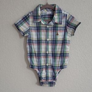 Baby GAP Plaid Baby Button Up Onesie with Collar